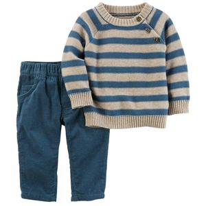 Carter's Striped Sweater & Corduroy Pants Set NEW